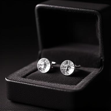 Elegant sterling silver cufflinks presented in a leather box